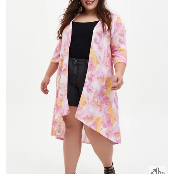 torrid Sweaters - Hacci tie dye kimono duster ruana coverup colorful beach summer spring size 3